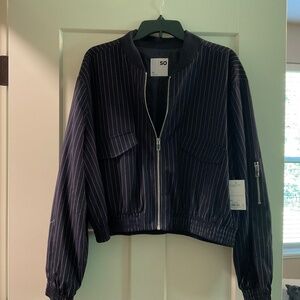 Womens Navy Pin-Striped Bomber Jacket XL. NWT